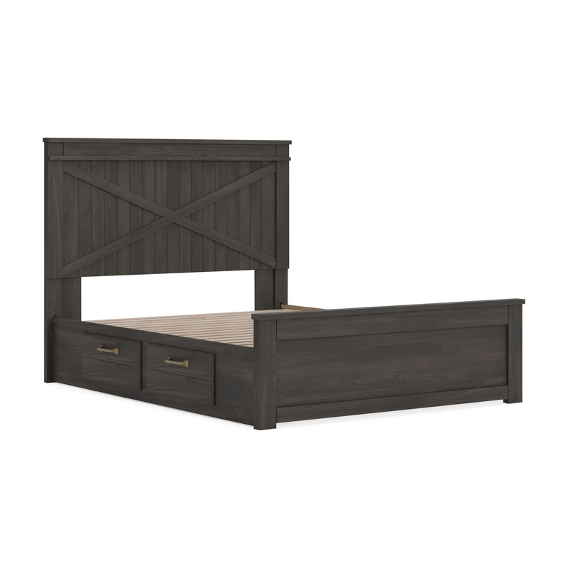 Vonitta Bay Dark Brown Queen Panel Bed with Storage - PCB2648B16