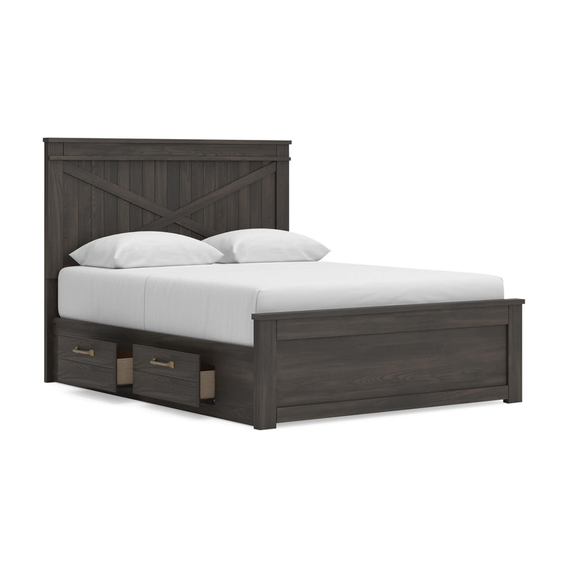 Vonitta Bay Dark Brown Queen Panel Bed with Storage - PCB2648B16