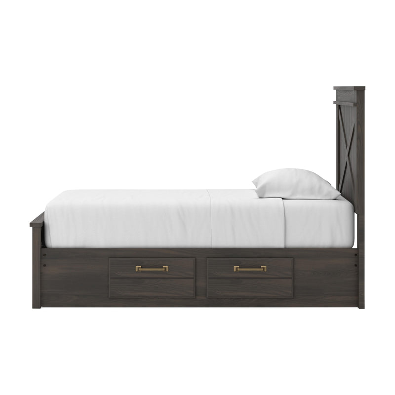 Vonitta Bay Dark Brown Twin Panel Bed with 2 Sided Storage - PCB2648B17