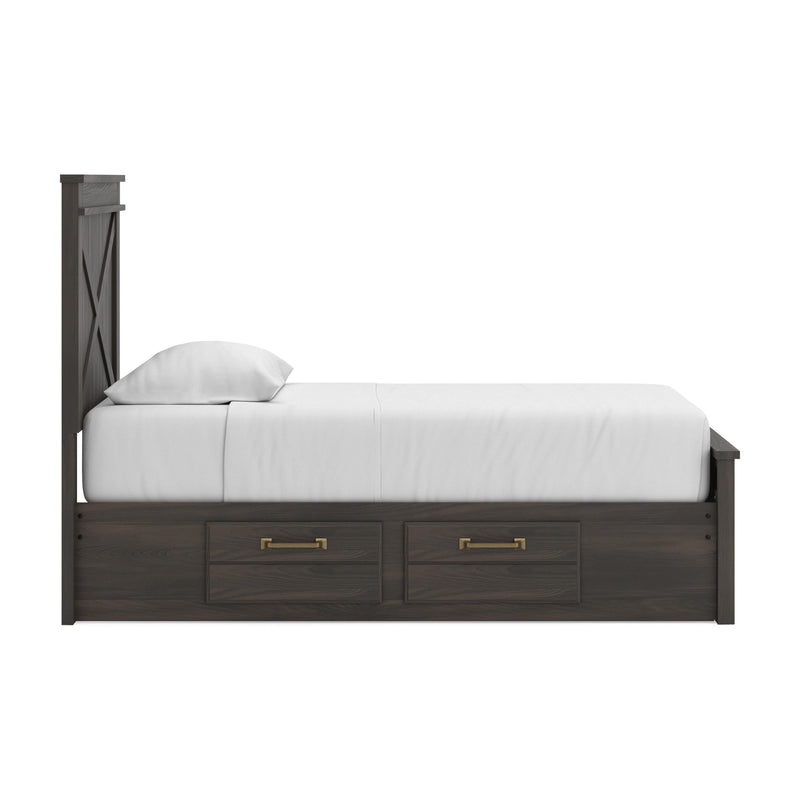 Vonitta Bay Dark Brown Twin Panel Bed with 2 Sided Storage - PCB2648B17