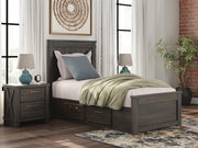 Vonitta Bay Dark Brown Twin Panel Bed with Storage - PCB2648B14