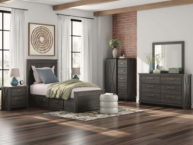 Vonitta Bay Dark Brown Twin Panel Bed with Storage - PCB2648B14