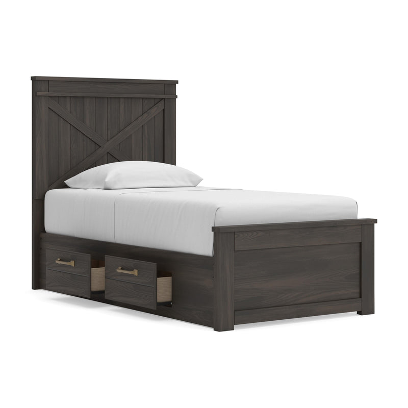 Vonitta Bay Dark Brown Twin Panel Bed with Storage - PCB2648B14