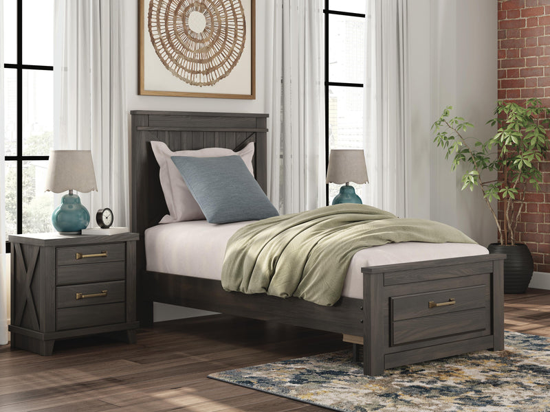 Vonitta Bay Dark Brown Twin Panel Platform Storage Bed - PCB2648B8