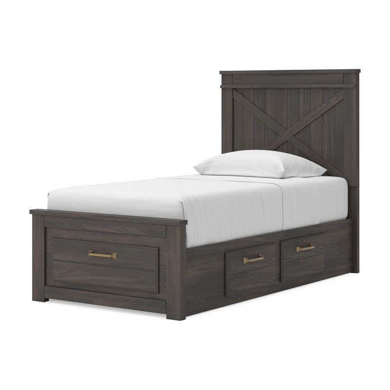Vonitta Bay Dark Brown Twin Panel Storage Bed - PCB2648B20