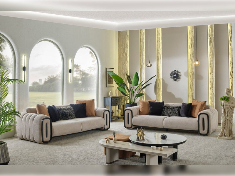 Voyance 4-pieces (2 Four Seat Sofa & 2 Chair) Livingroom Set Beige in Beige - 101-VOY-MUM45-4411