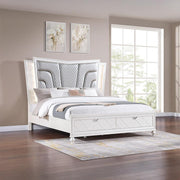 Wallace - Cream Storage Queen Bed with Upholstered Headboard and LED Light - B237-Q-Bed