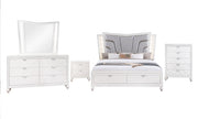 Wallace - Cream Storage Queen Bed with Upholstered Headboard and LED Light - B237-Q-Bed