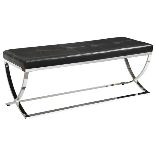 Walton Leatherette Upholstered Tufted Accent Bench Black - 501156