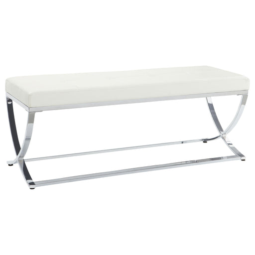 Walton Leatherette Upholstered Tufted Accent Bench White - 501157