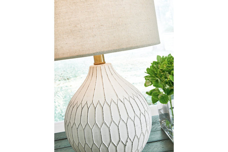 Wardmont White Table Lamp - Lara FurnitureTable Lamp