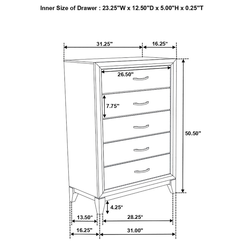 Watson Five-piece Twin Bedroom Set Grey Oak - 212421T-S5
