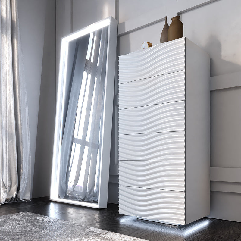 Wave Bedroom White Set - Lara Furniture
