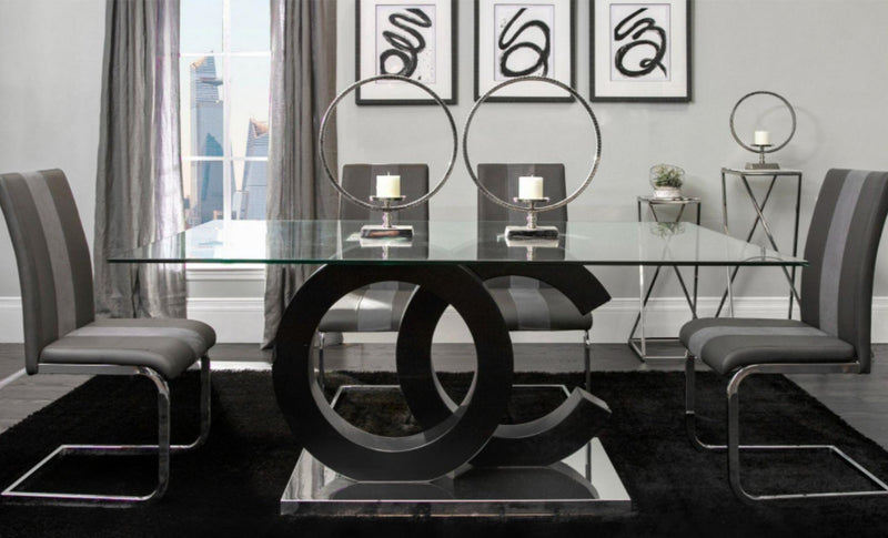 Wells Gray/Black Dining Set - Lara FurnitureDining Room Set