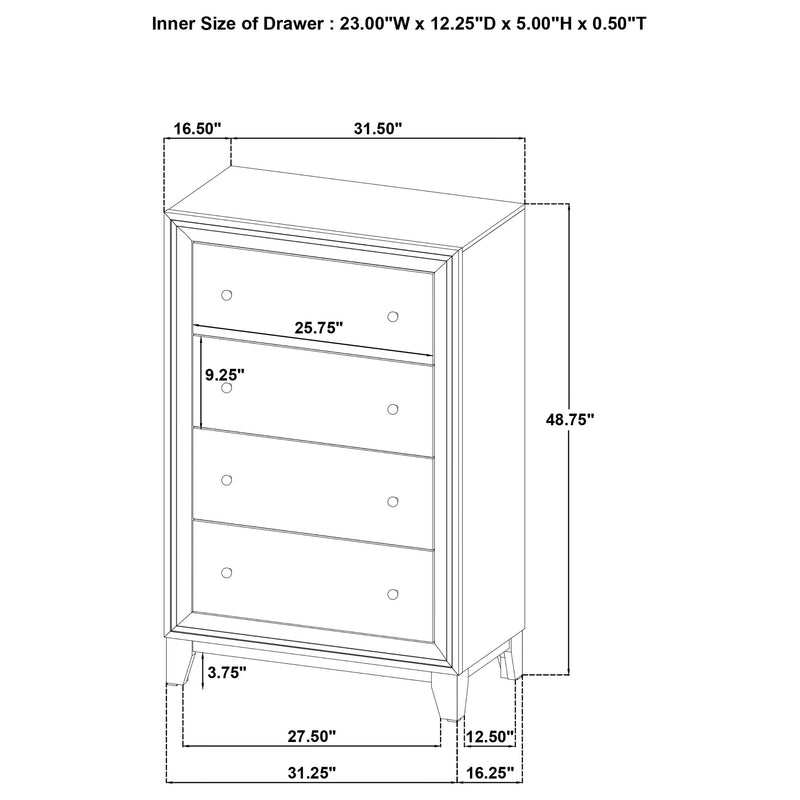 Welsley 4-drawer Chest of Drawers Walnut - 223445