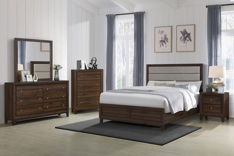 Welsley 5-piece Eastern King Bedroom Set Walnut - 223441KE-S5