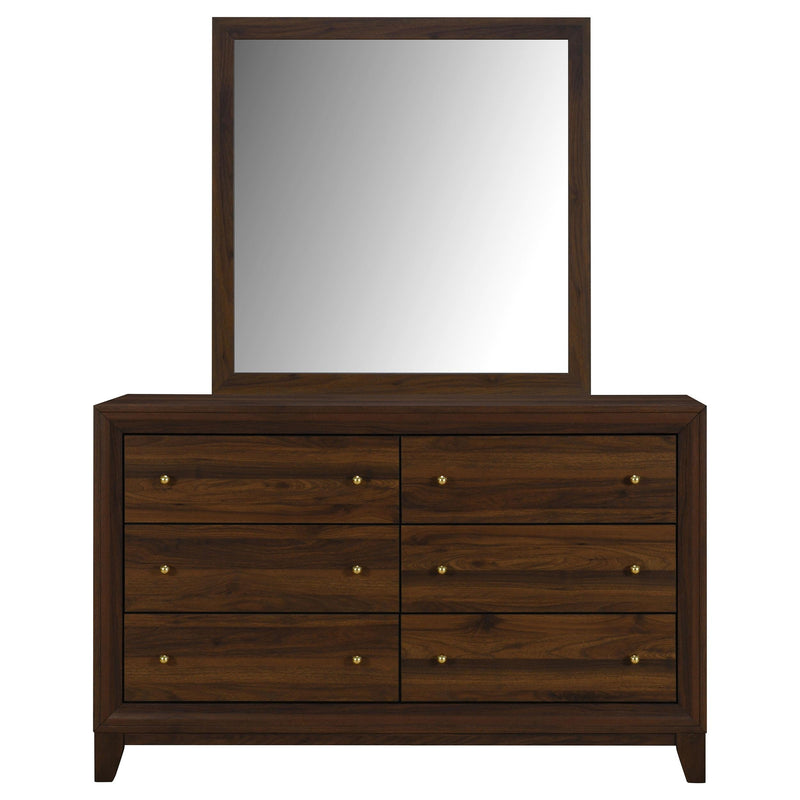 Welsley 6-drawer Dresser and Mirror Walnut - 223443M