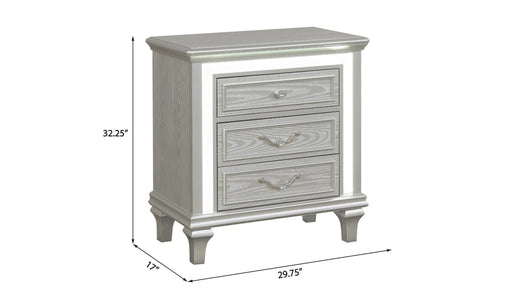 Wendy - 3 Drawers Silver Nightstand with LED Light - B256-N