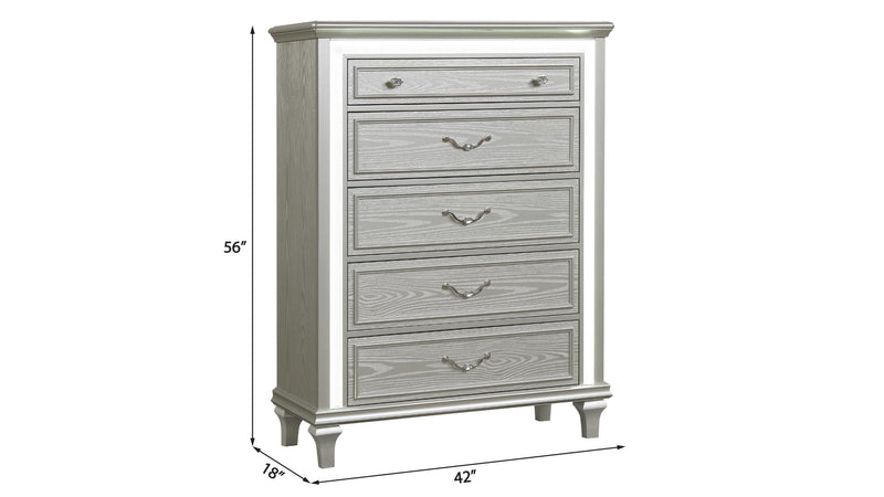 Wendy - 5 Drawers Silver Chest with LED light - B256-C