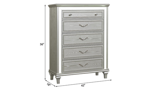 Wendy - 5 Drawers Silver Chest with LED light - B256-C