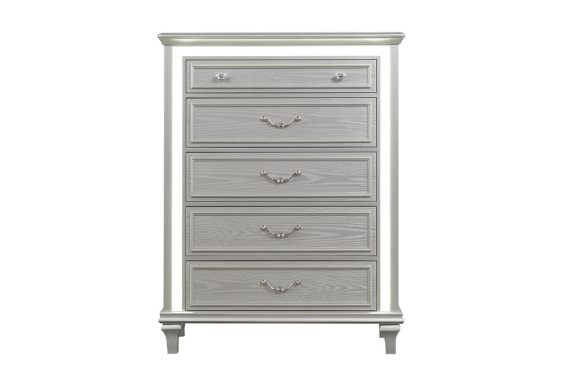 Wendy - 5 Drawers Silver Chest with LED light - B256-C