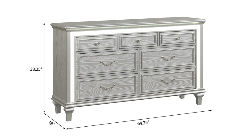 Wendy - 7 Drawers Silver Dresser with LED Light - B256-D