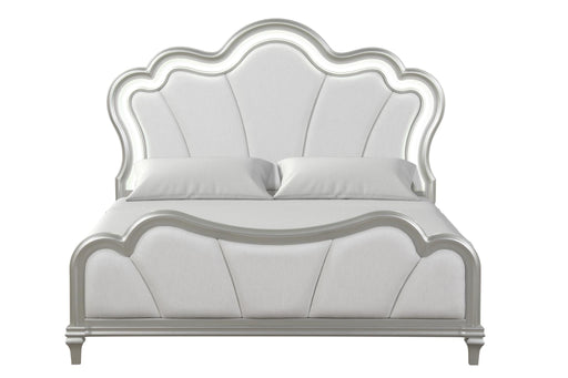 Wendy - Silver Panel Queen Bed with Upholstered Headboard and Footboard and LED Light - B256-Q-Bed