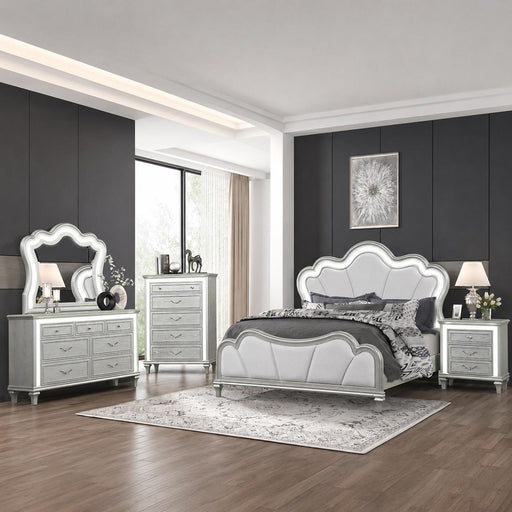 Wendy - Silver Queen Bed, Dresser, Mirror, Chest, Nightstand - B256-QDMCN