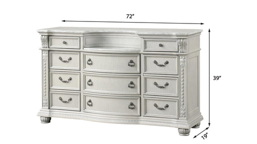 Westin - 11 Drawers Light Gray Dresser with Marble Top - B228-D