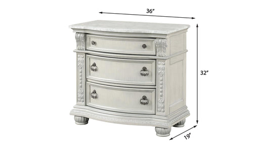 Westin - 3 Drawers Light Gray Nightstand with Marble Top - B228-N
