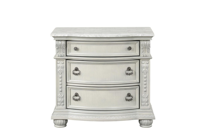Westin - 3 Drawers Light Gray Nightstand with Marble Top - B228-N