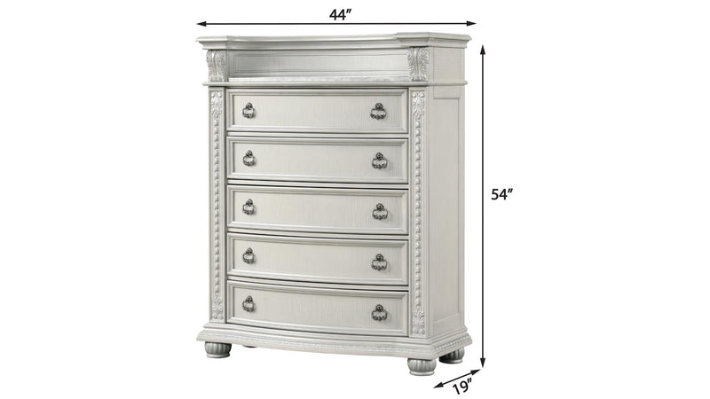 Westin - 5 Drawers Light Gray Chest with Marble Top - B228-C