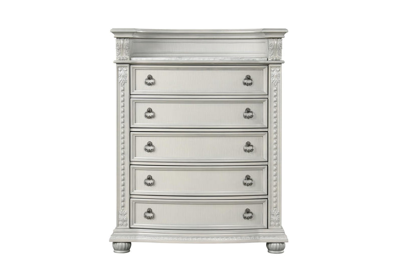 Westin - 5 Drawers Light Gray Chest with Marble Top - B228-C