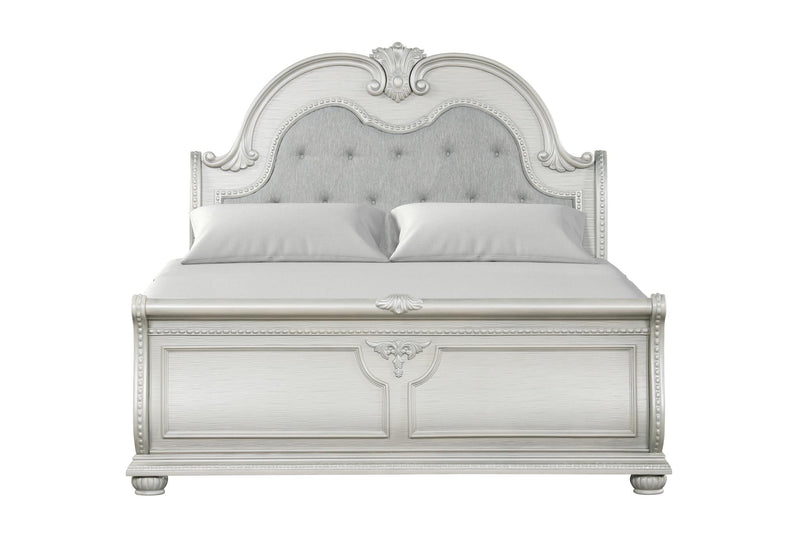 Westin - Light Gray Sleigh Queen Bed with Upholstered Headboard - B228-Q-Bed