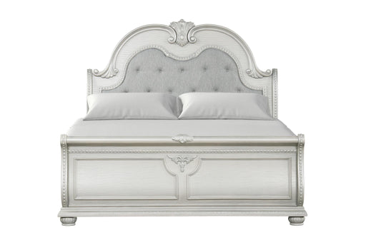 Westin - Light Gray Sleigh Queen Bed with Upholstered Headboard - B228-Q-Bed