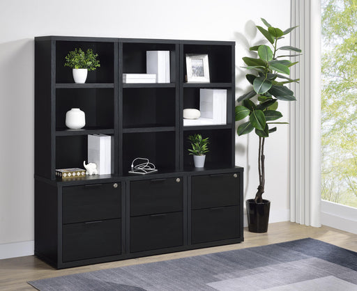 Westpark 3-piece Wall Unit Bookcase Set with USB Black - 802703-S3