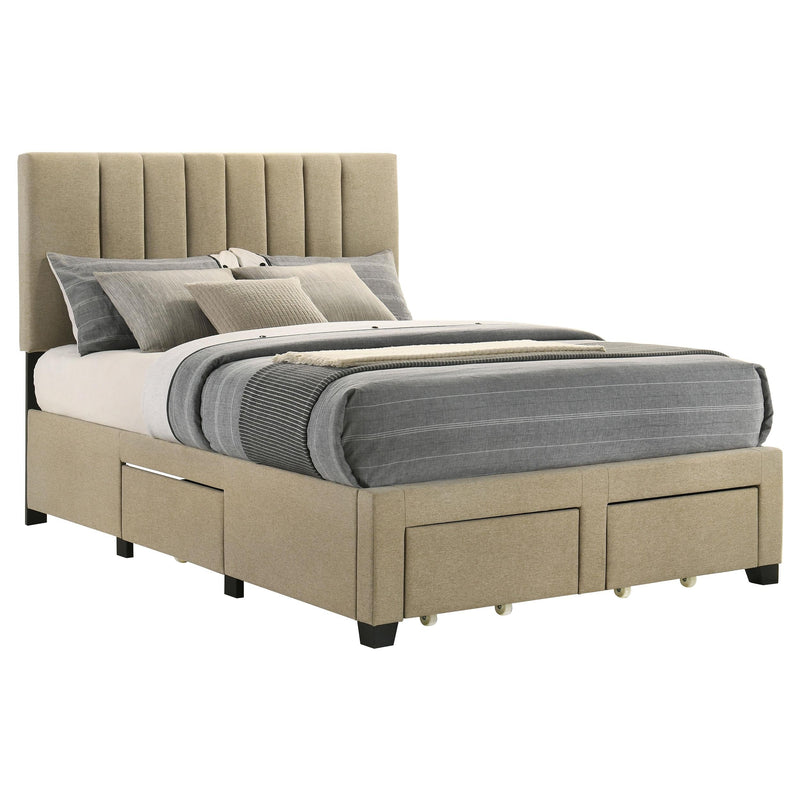 Wheatland 4-drawer Upholstered Full Storage Bed Light Brown - 316010F