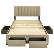 Wheatland 4-drawer Upholstered Full Storage Bed Light Brown - 316010F