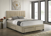Wheatland 4-drawer Upholstered Queen Storage Bed Light Brown - 316010Q