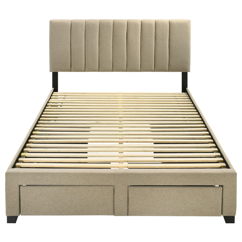 Wheatland 4-drawer Upholstered Queen Storage Bed Light Brown - 316010Q