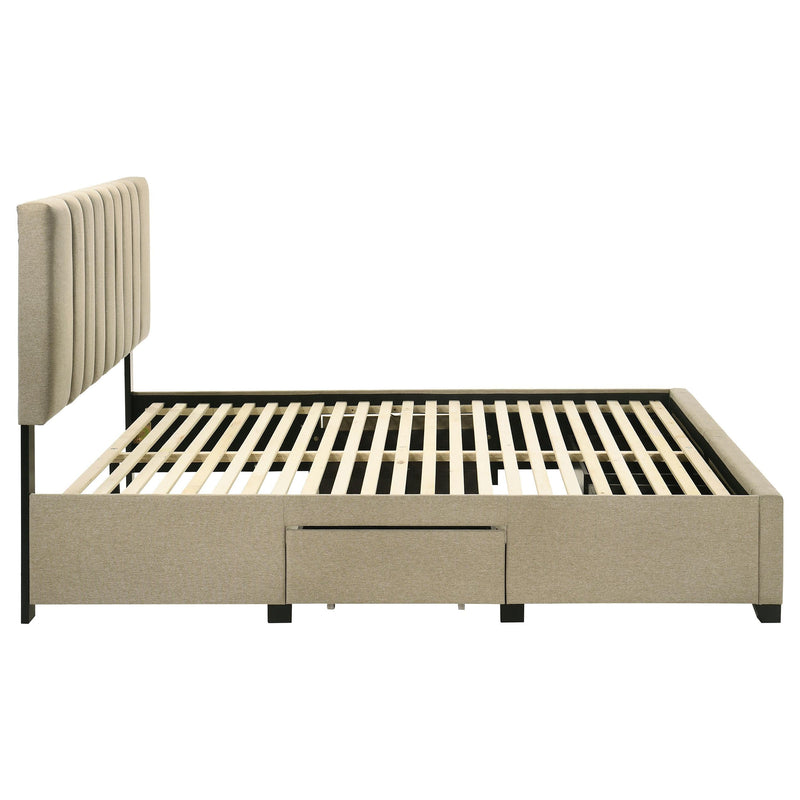 Wheatland 4-drawer Upholstered Queen Storage Bed Light Brown - 316010Q
