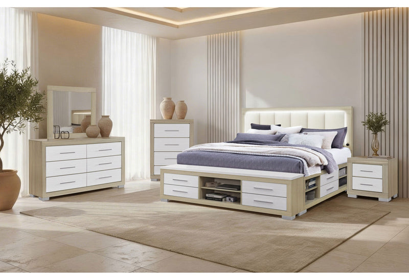 Emma Natural/White King Bed Group - EMMA-NATURAL/WHITE-KBG