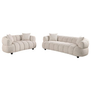 Whitney 2-Piece Contemporary Channel Tufted Woven Fabric Sofa Set Pebble - 503721-S2