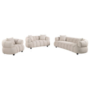 Whitney Contemporary Channel Tufted Woven Fabric Upholstered Sofa Set - 503721-S3