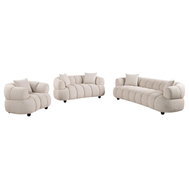 Whitney Contemporary Channel Tufted Woven Fabric Upholstered Sofa Set - 503721-S3