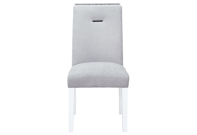 Monaco White Dining Table + 6 Monaco Dining Chair - MONACO-WHITE-DT+MONACO-DC-GRY/WHT-N 7PC
