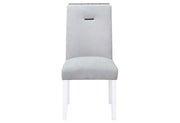 Monaco White Dining Table + 8 Monaco Dining Chair - MONACO-WHITE-DT+MONACO-DC-GRY/WHT-N 9PC