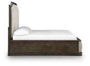 Wickenger Dark Brown California King Upholstered Panel Bed - PCB889B9