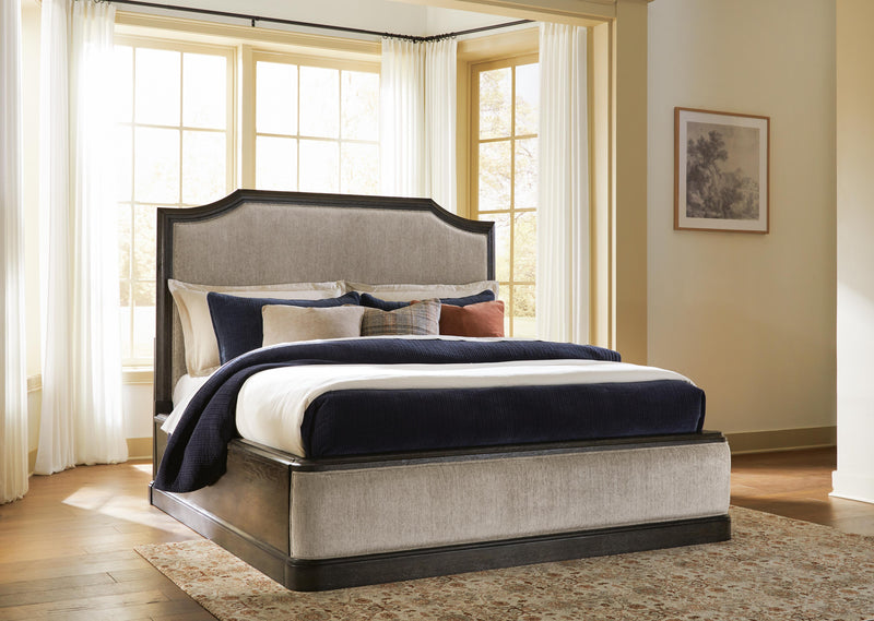 Wickenger Dark Brown King Upholstered Panel Bed - PCB889B8