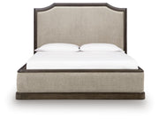 Wickenger Dark Brown King Upholstered Panel Bed - PCB889B8